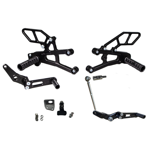 Woodcraft Complete Rearset Kit with Pedals — Triumph Moto2