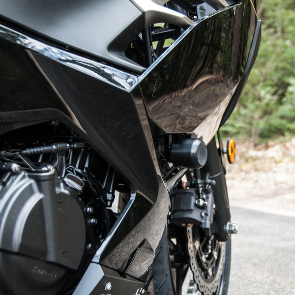 Woodcraft Frame Slider Kit - Street — 2018-2023 Kawasaki Ninja 400 / Z400 / Ninja 500