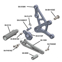 05-0100B Kawasaki ZX6/ZX7/ZX9 Rearset Complete