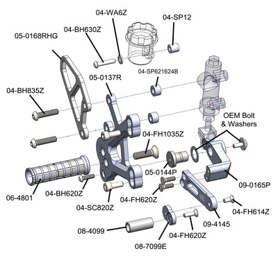 05-0137B Kawasaki ZX-4RR Complete Rearset