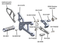 05-0147B 2007-08 Kawasaki ZX6/636 Complete Rearset - STD/GP Shift