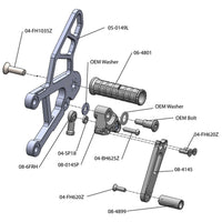 05-0150B 2013-18 Kawasaki ZX636 Complete Rearset - STD/GP Shift