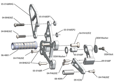 05-0170B Kawasaki ZX-10R Rearset