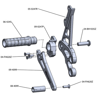 05-0247B 2006-10 Suzuki GSX-R600/750 Complete Rearset