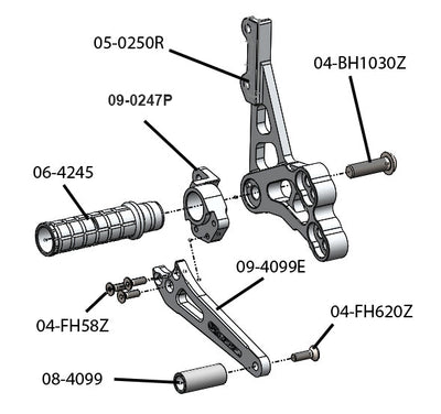 05-0250B Suzuki GSX-R600/750/1000 Rearset