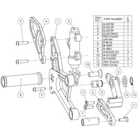 05-0375B Honda CBR250R/300R Complete Adjustable Rearset  - STD Shift