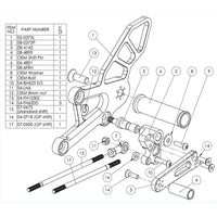 05-0375 Honda CBR250R/300R Adjustable Standard Rearset Kit - STD Shift Only