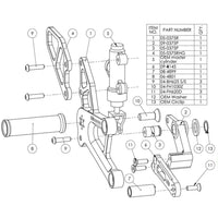 05-0375 Honda CBR250R/300R Adjustable Standard Rearset Kit - STD Shift Only