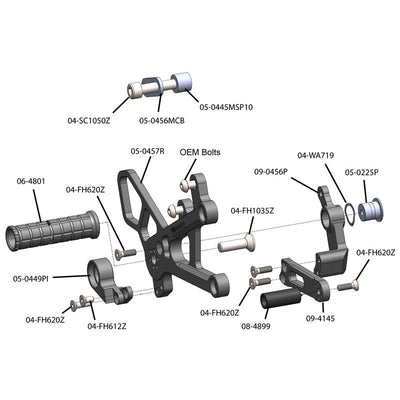 05-0456B Yamaha R6 Rearset - STD Shift