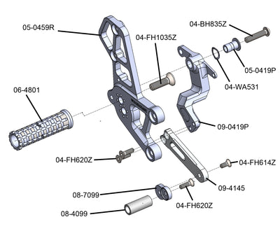 05-0459B Yamaha R9 Rearset Complete - STD/GP Shift