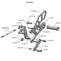 05-0504B Triumph Daytona 675R Rearset  - STD Shift w/QS