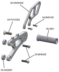 05-0511B Triumph Daytona 675/Street Triple Rearset  - GP Shift w/o QS - RACE ONLY (No Side Stand)