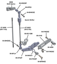 05-0512B Triumph Daytona 675/R/Street Triple Rearsets  - GP Shift w/QS Rod - RACE USE ONLY (No Side Stand)