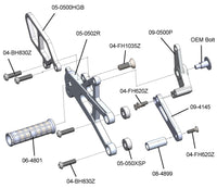 05-0512B Triumph Daytona 675/R/Street Triple Rearsets  - GP Shift w/QS Rod - RACE USE ONLY (No Side Stand)