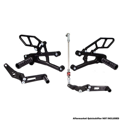 05-0516B Triumph 765 Street Triple Complete Rearset Kit w/ Pedals - GP Shift w/ Aftermarket Push QS