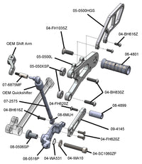 05-0518B Triumph Daytona Moto 2 Complete Rearset Kit w/Pedals