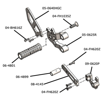 05-0625B Ducati 749/999 Complete Rearset