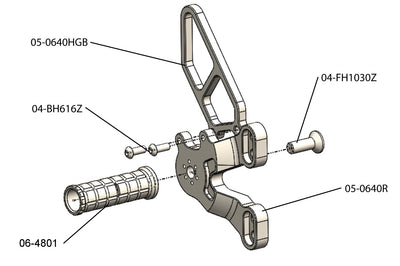 05-0641 Ducati 1198SP/848 EVO Rearset GP w/Shift Pedal (Factory QS)