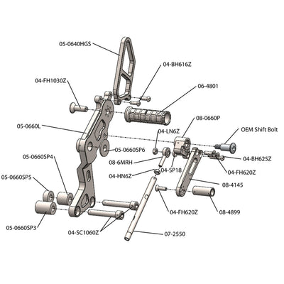 05-0660L Ducati 696/1100 Monster LH Rearset bracket