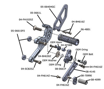05-0661B Ducati V2 Complete Rearset