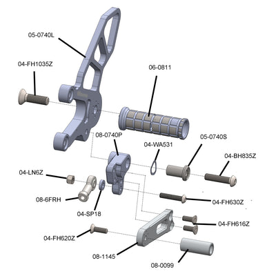 05-0746B Aprilia RSV4 , Tuono V4 STD Shift  Complete Rearset W/Pedals