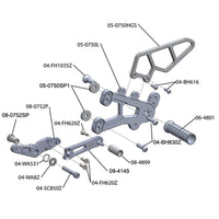 05-0752B 2009-14 BMW S1000RR, 2014-16 S1000R Complete Rearset  RACE ONLY