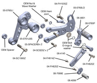 05-0761B Aprilia RS457 Adjustable Rearset Kit Complete W/Pedals