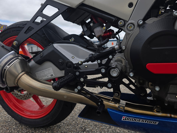 Woodcraft Adjustable Rearset Kit Complete with Pedals — Aprilia RS457