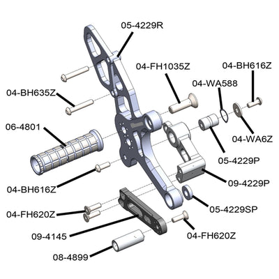 05-4229B Suzuki SV650 Rearset Complete