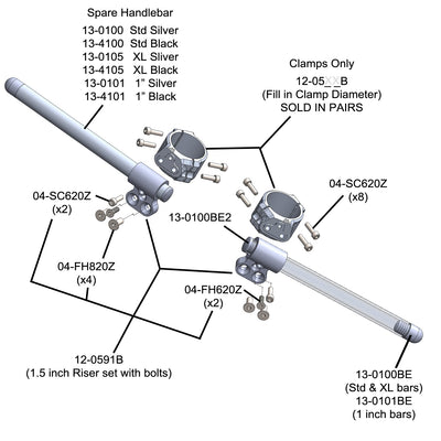 1.5 Inch Clip-on Riser  with 1" Bars