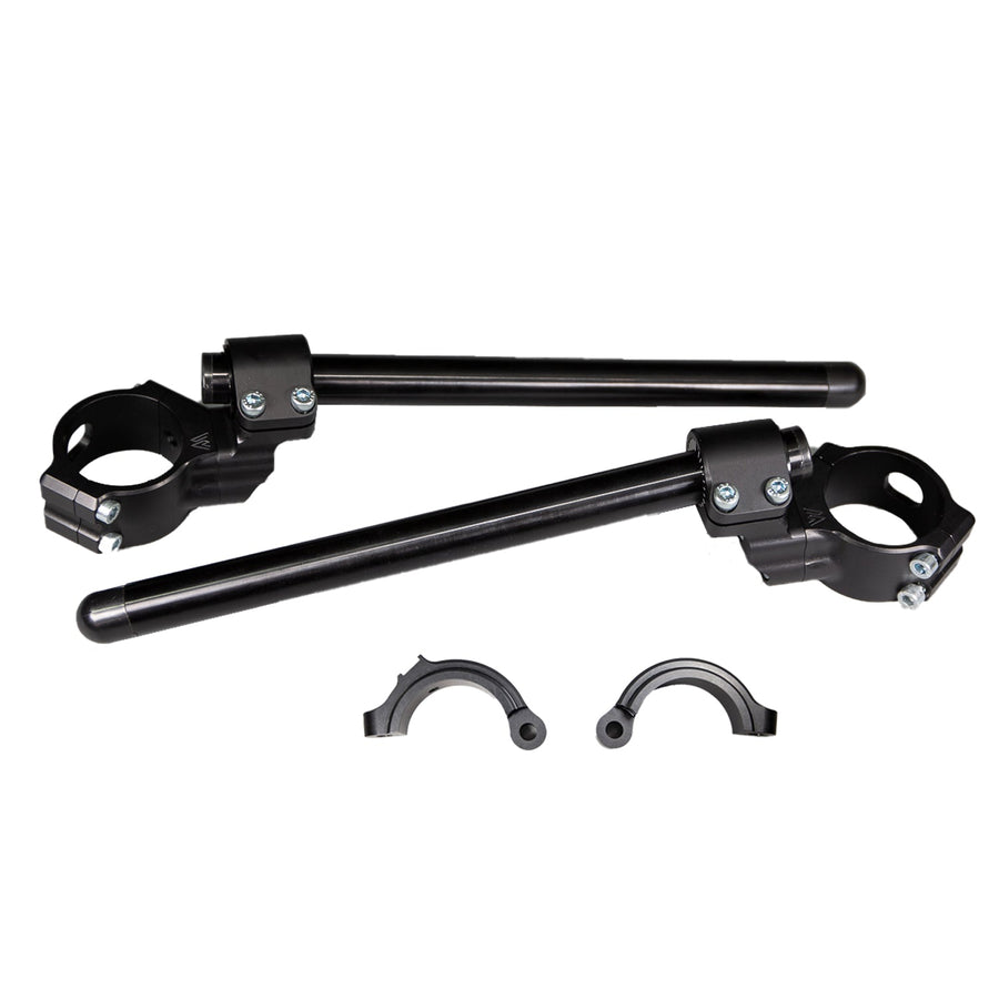 12-2755D BMW S1000RR Side Mount 35mm Rise Adjustable Angle Clipon Risers, 55mm w/ OEM Clipon Delete