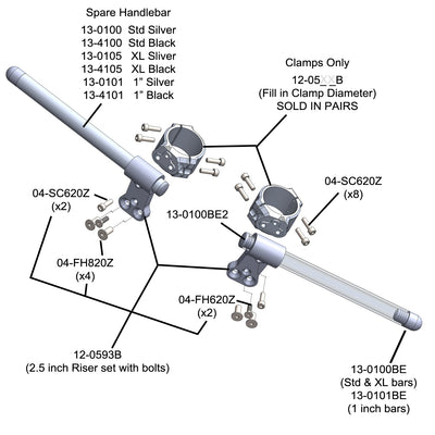 2.5 inch Clipon Risers (with Special 1" bars)
