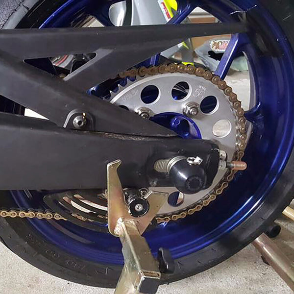Woodcraft Rear Axle Sliders — Yamaha YZF-R3