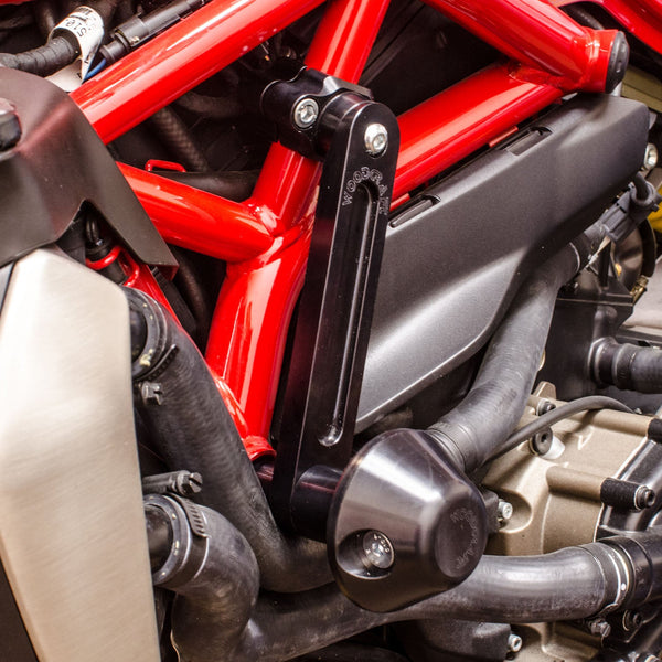 Woodcraft Frame Slider Kit Complete with Domed Pucks — Ducati Monster 821 / Monster 1200R