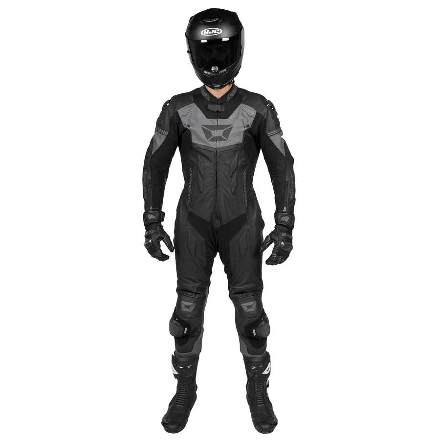 Revo Sport Air 1-Piece Leather Suit — Black/Gun