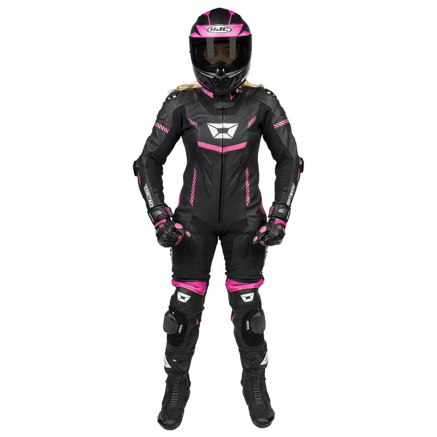 Women's Revo Sport Air 1-Piece Leather Suit — Black/Pink