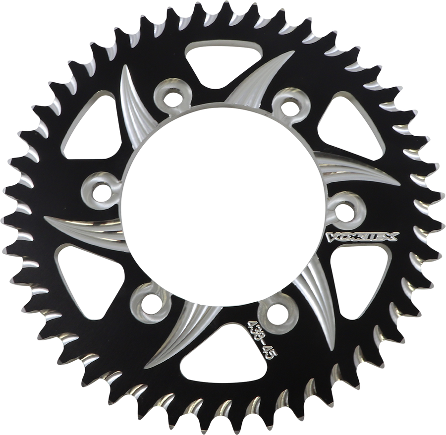 Vortex Rear Sprocket, Aluminum CAT5, Style 438 (530) — 45T Black