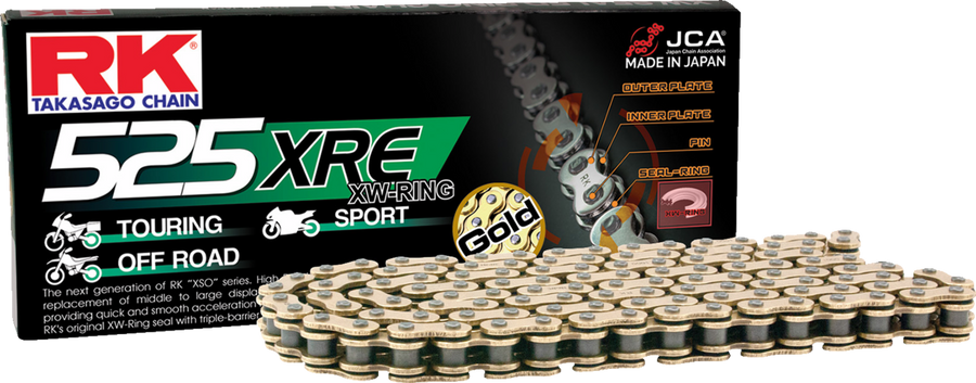 RK 525XRE XW-Ring Chain — 110 links Gold