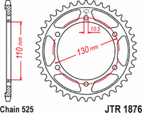 JT Rear Sprocket, Steel, Style JTR1876 (525) — 42T