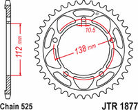 JT Rear Sprocket, Steel, Style JTR1877 (525) — 41T