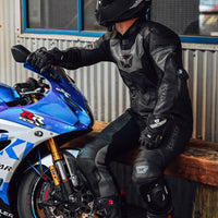 Revo Sport Air 1-Piece Leather Suit — Black/Gun