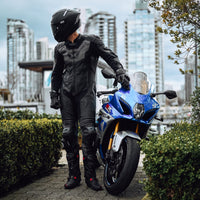 Revo Sport Air 1-Piece Leather Suit — Black/Gun